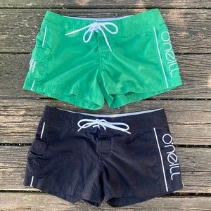 SOLD - O'Neill 2 pairs Board Shorts Black and Green Size: 0